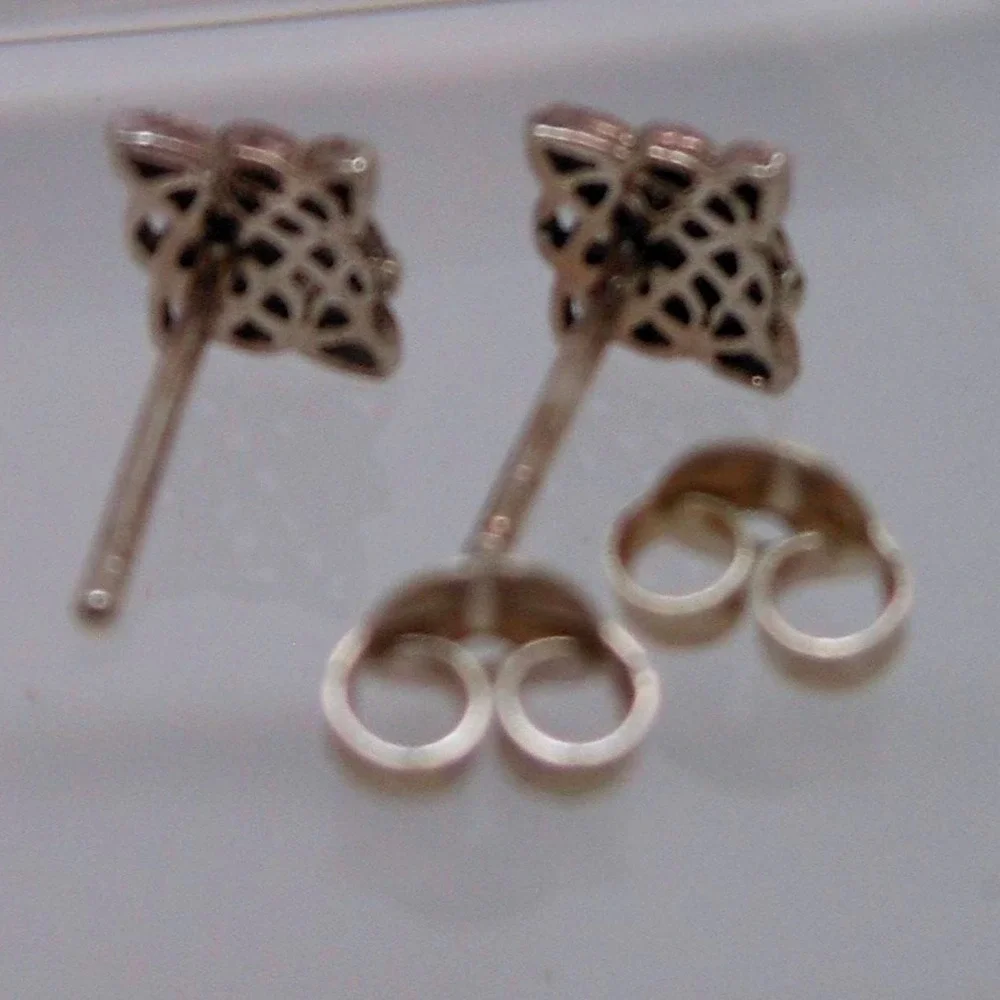 Vintage 90s Thailand Sterling Silver Celtic Knot‎ Stud Earrings 6mm Mens Womens
